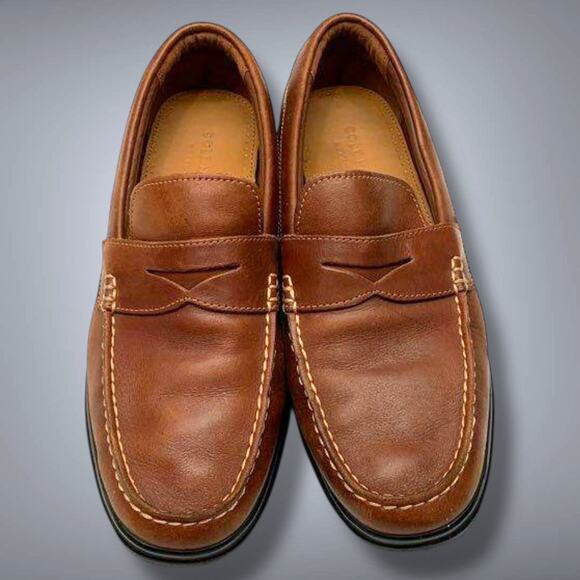 Men\'s Size 9.5 COLE HAAN GRAND OS Pinch Brown Leather Penny Loafers VGUC main image 10